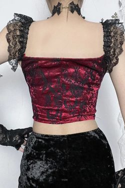 Goth Lace Trim Corset Top