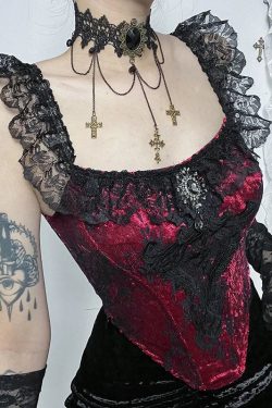Goth Lace Trim Corset Top