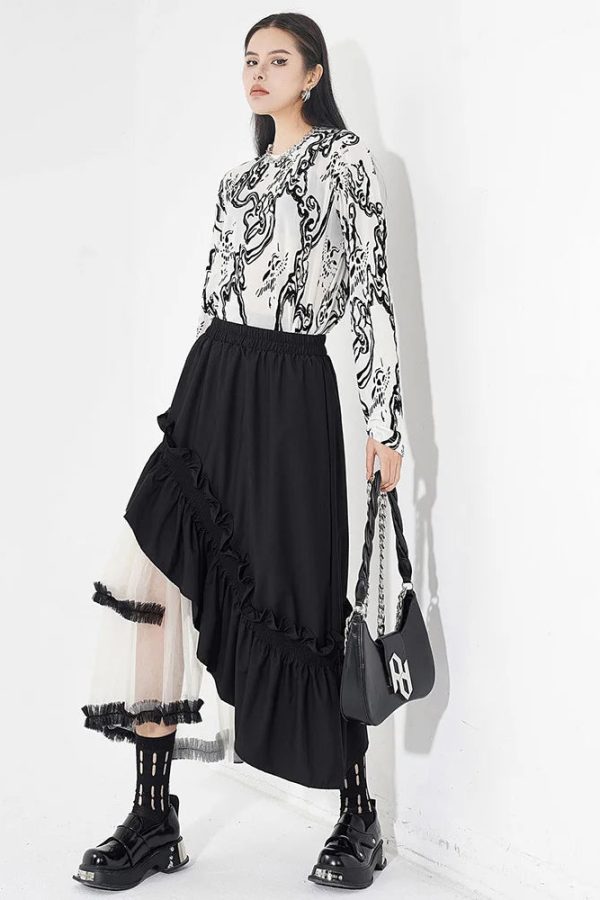 Goth Layered Midi Skirt