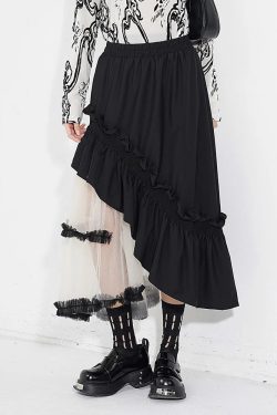 Goth Layered Midi Skirt