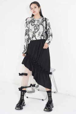 Goth Layered Midi Skirt