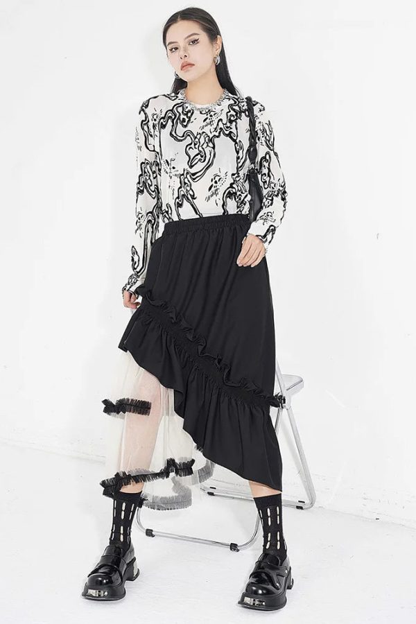 Goth Layered Midi Skirt