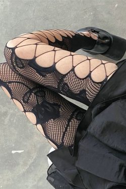 Goth Rose Fishnet Tights