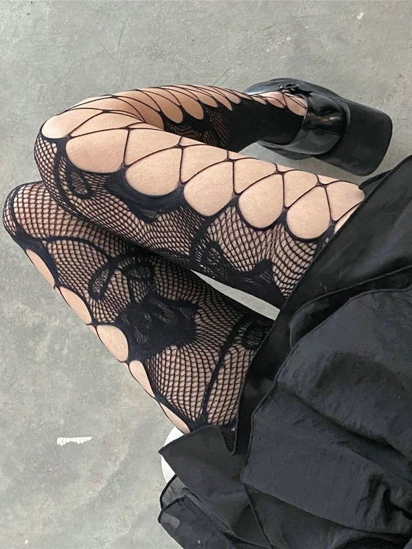 Goth Rose Fishnet Tights
