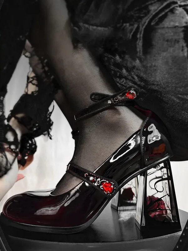 Goth Rose Mary Jane High Heels