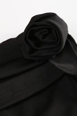 Goth Ruched Flower Flare Pants