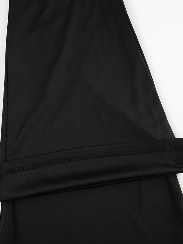 Goth Ruched Flower Flare Pants