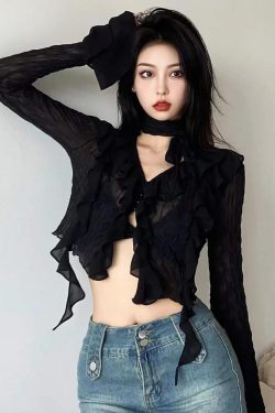 Goth Sheer Ruffled Blouse