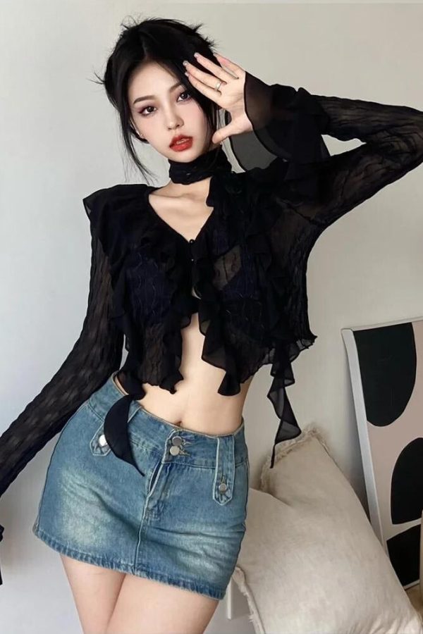 Goth Sheer Ruffled Blouse