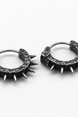 Goth Skull Spiked Hoop Earrings