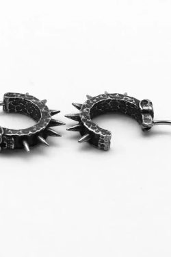 Goth Skull Spiked Hoop Earrings
