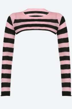 Goth Striped Knitted Shrug Sweater