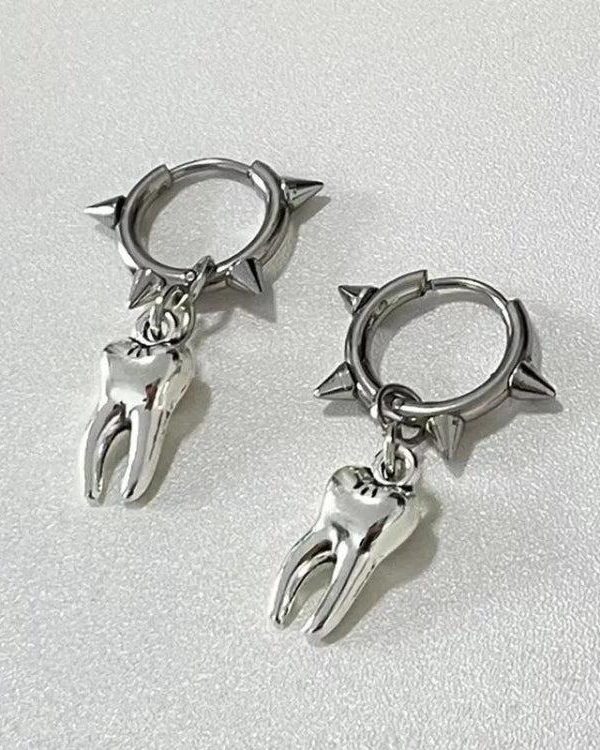 Goth Tooth Spiked Hoop Earrings