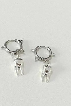 Goth Tooth Spiked Hoop Earrings