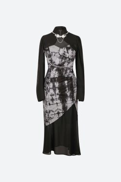 Goth Wide Sleeve Qipao Midi Dress
