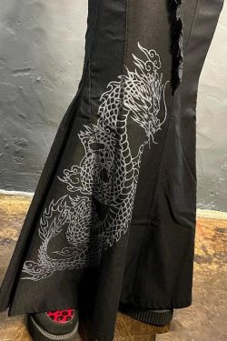 Gothic Dragon Printed Maxi Skirt