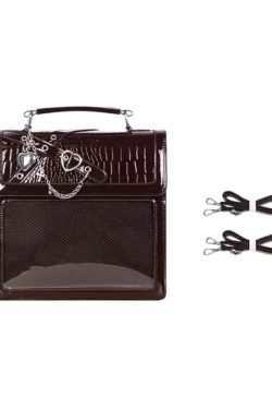 Gothic Ita Backpack – Kawaii Lolita Bag with Transparent Pin Display