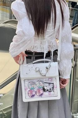 Gothic Ita Backpack – Kawaii Lolita Bag with Transparent Pin Display