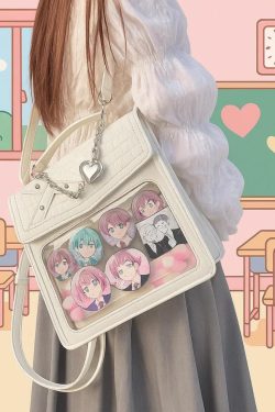 Gothic Ita Backpack – Kawaii Lolita Bag with Transparent Pin Display