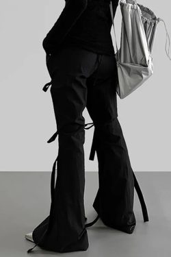 Gothic Lace Up Flare Pants