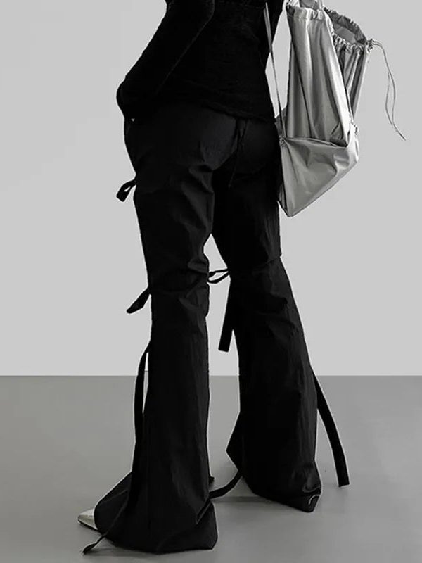 Gothic Lace Up Flare Pants