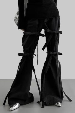 Gothic Lace Up Flare Pants