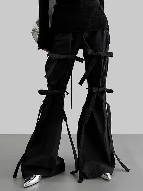Gothic Lace Up Flare Pants