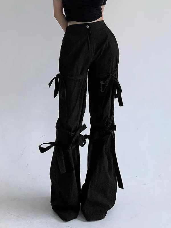 Gothic Lace Up Flare Pants