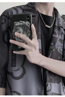 Graffiti Printed Short Sleeve Shirt