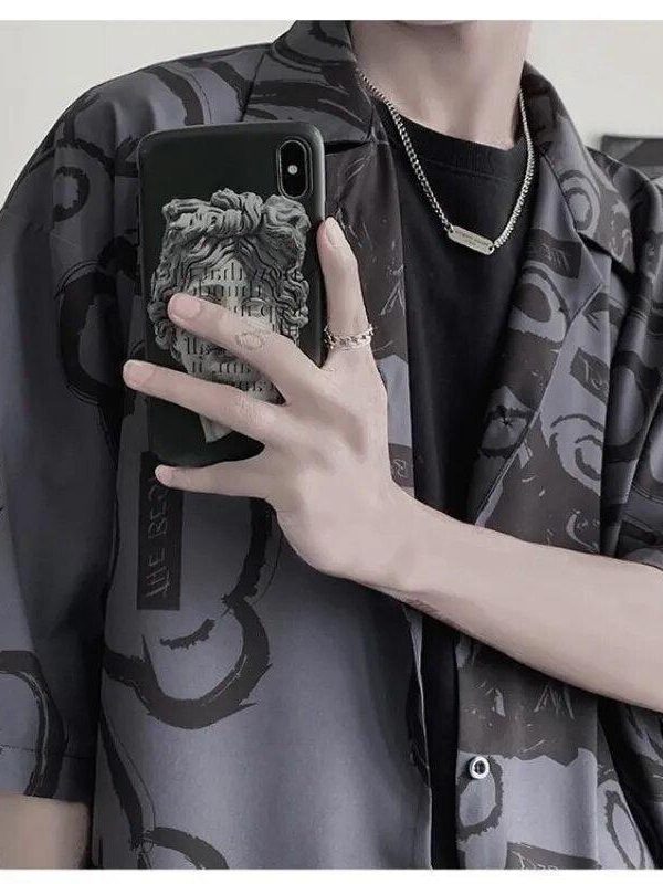 Graffiti Printed Short Sleeve Shirt