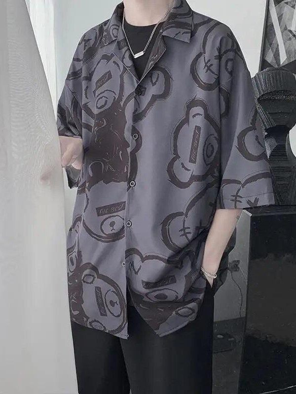 Graffiti Printed Short Sleeve Shirt