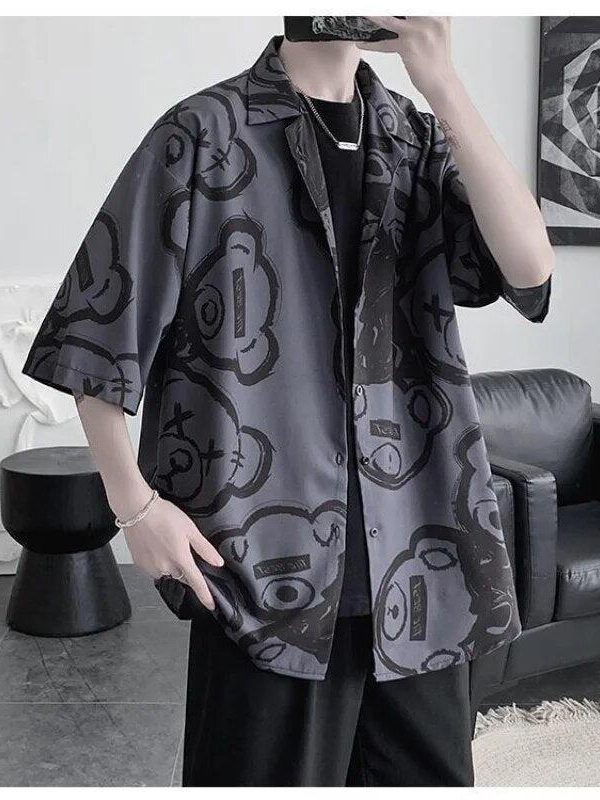 Graffiti Printed Short Sleeve Shirt