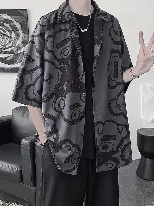 Graffiti Printed Short Sleeve Shirt