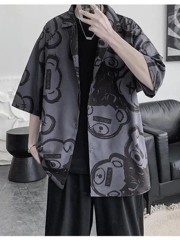 Graffiti Printed Short Sleeve Shirt