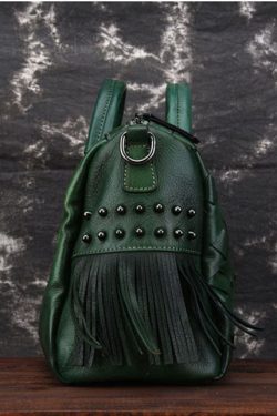 Green weave Paitings Calf Leather Satchel Handbag