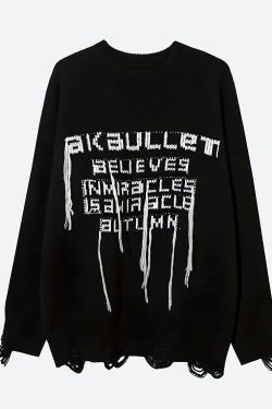 Grunge AK-Bullet Tasseled Sweater