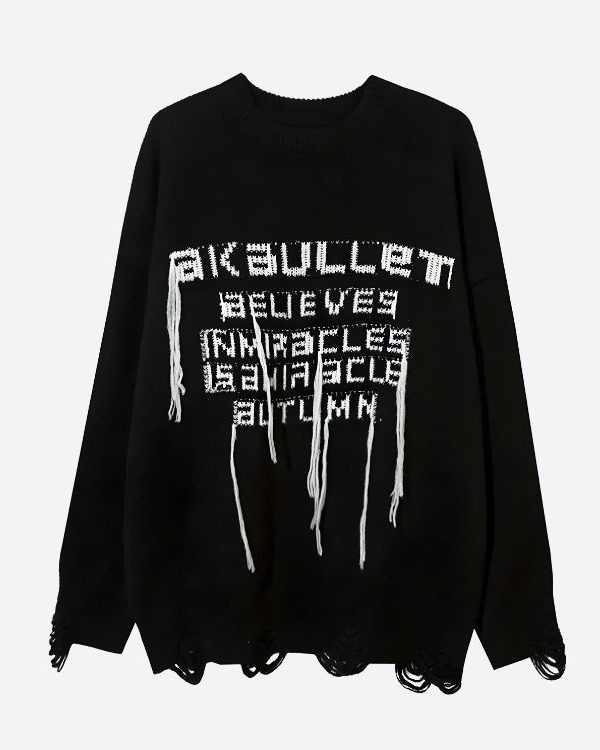 Grunge AK-Bullet Tasseled Sweater