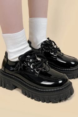 Grunge Bat Wings Platform Oxford Shoes