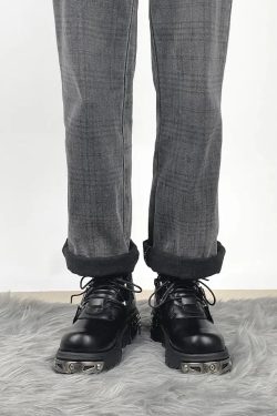 Grunge Belted Lace Up Platform Boots