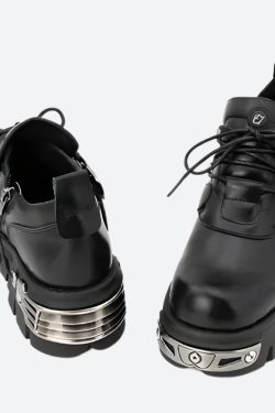 Grunge Belted Lace Up Platform Boots