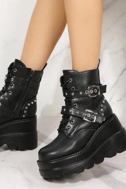 Grunge Belted Platform Boots