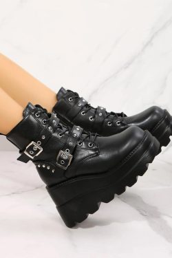 Grunge Belted Platform Boots