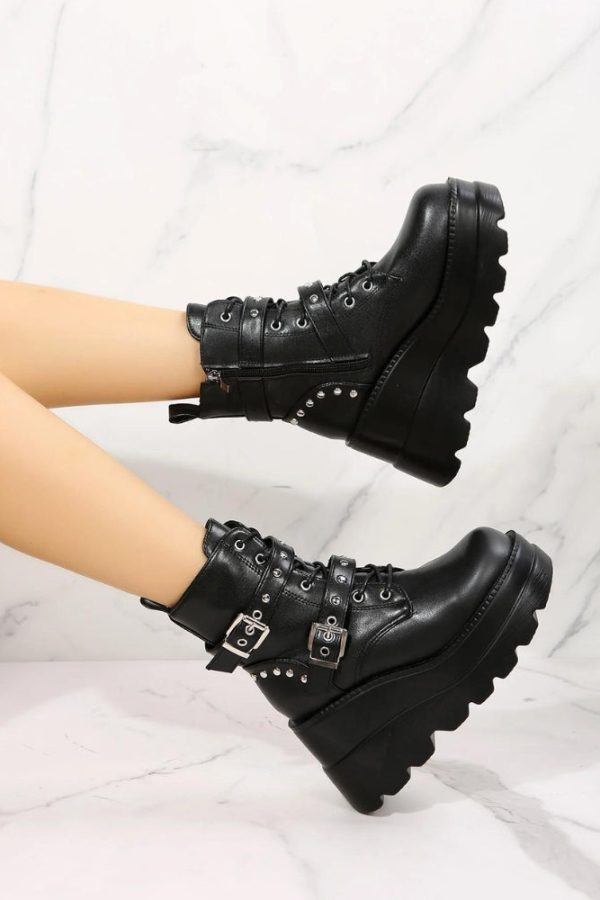 Grunge Belted Platform Boots