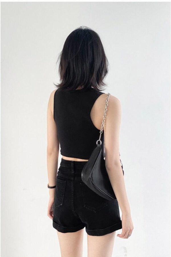 Grunge Black Jean Shorts