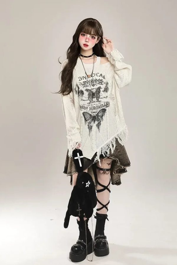 Grunge Butterfly Sweater