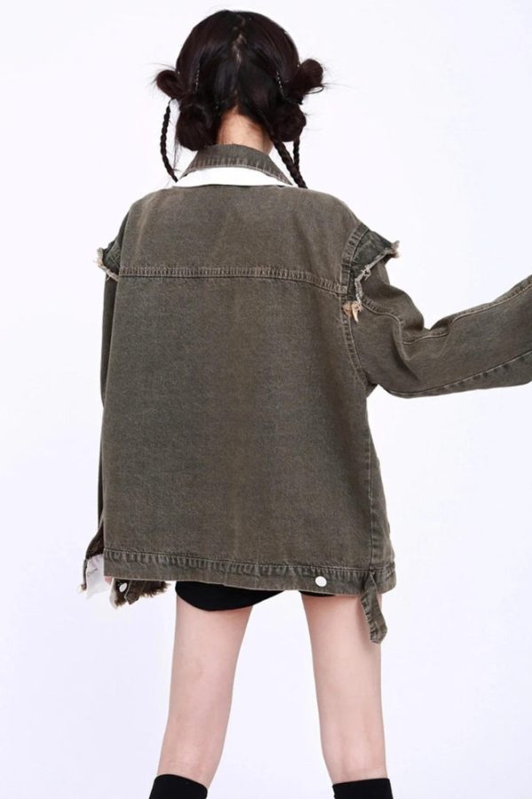 Grunge Button Up Oversized Denim Jacket