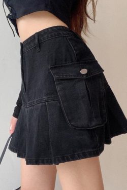 Grunge Cargo Denim Mini Skirt
