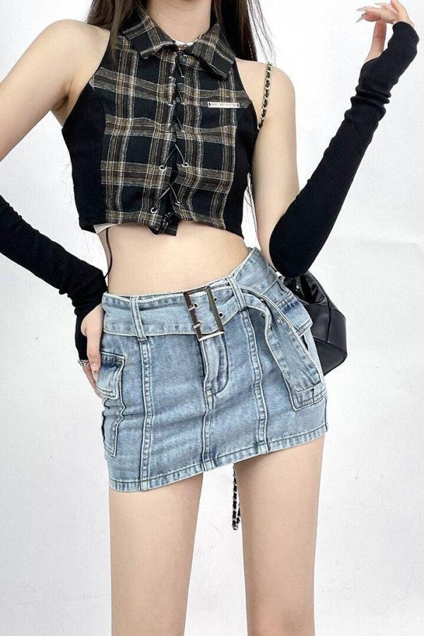 Grunge Cargo Jean Mini Skort