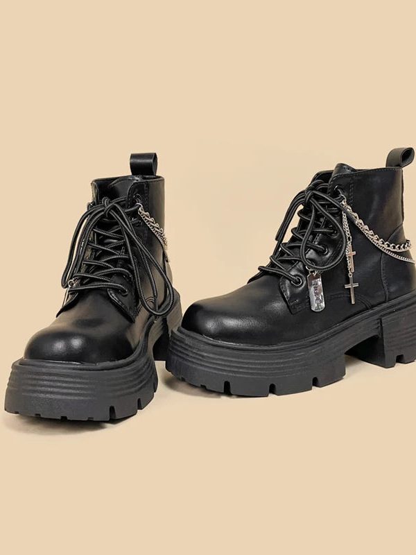 Grunge Chain with Cross Combat Boots
