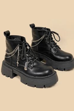 Grunge Chain with Cross Combat Boots